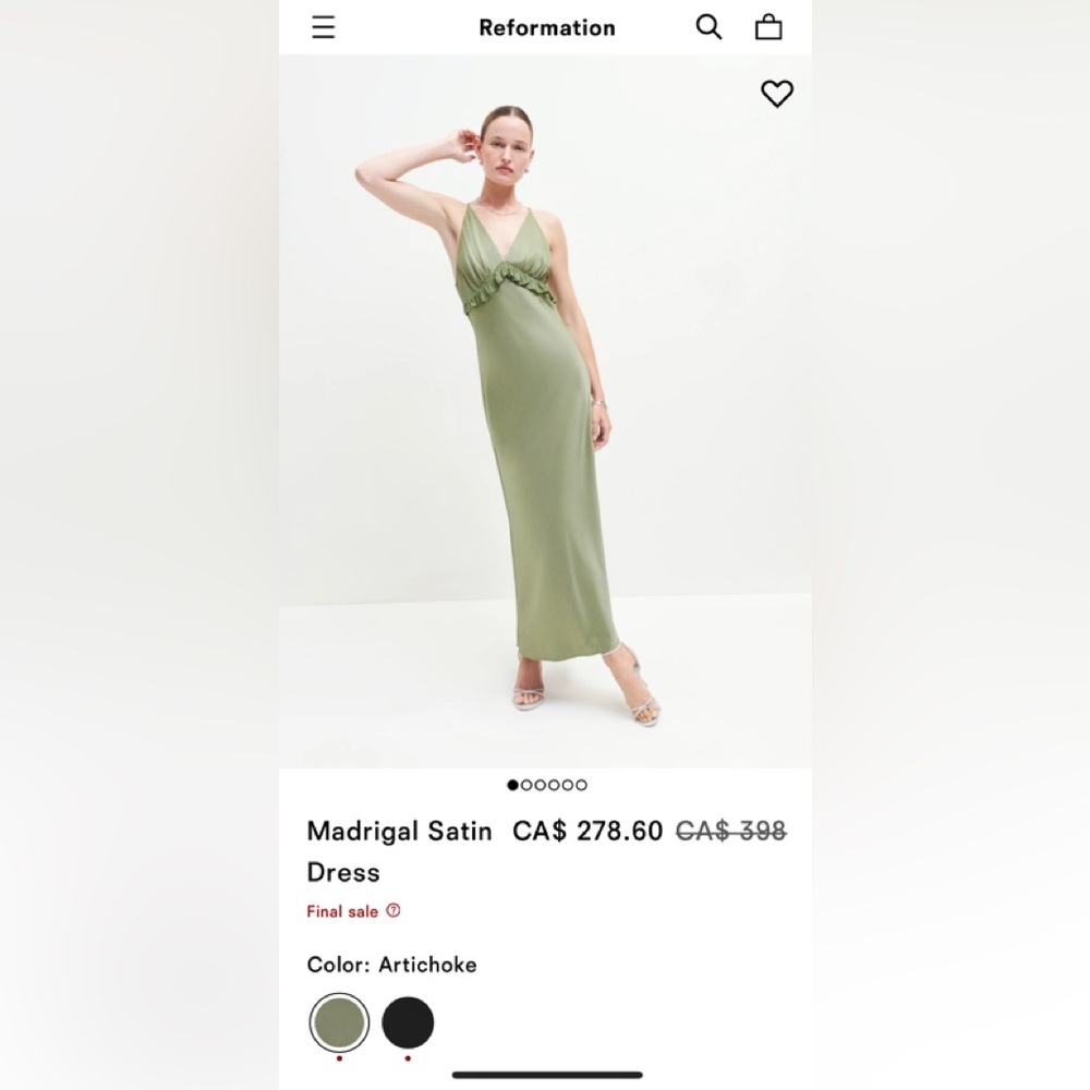 Reformation Madrigal Satin Dress